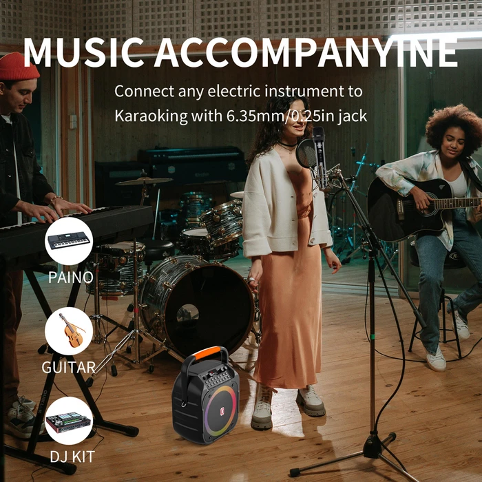 JYX Φορητό Ηχείο T26 T με 2 Μικρόφωνα 20W 4000mah LED Μαύρο