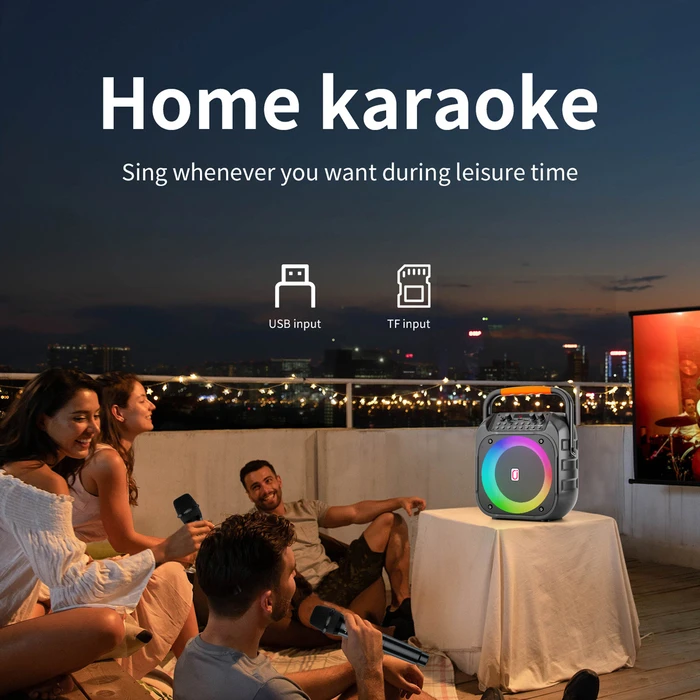 JYX Φορητό Ηχείο T26 T με 2 Μικρόφωνα 20W 4000mah LED Μαύρο
