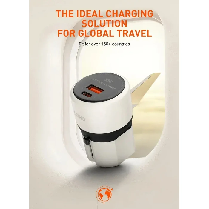 LDNIO Wall Charger Q2319 30W with USB C Cable EU UK US AU