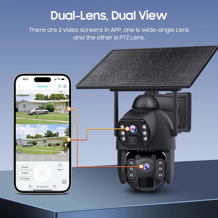 SECTEC Smart Solar Camera Dual Lens 3MP 4G PTZ IP66