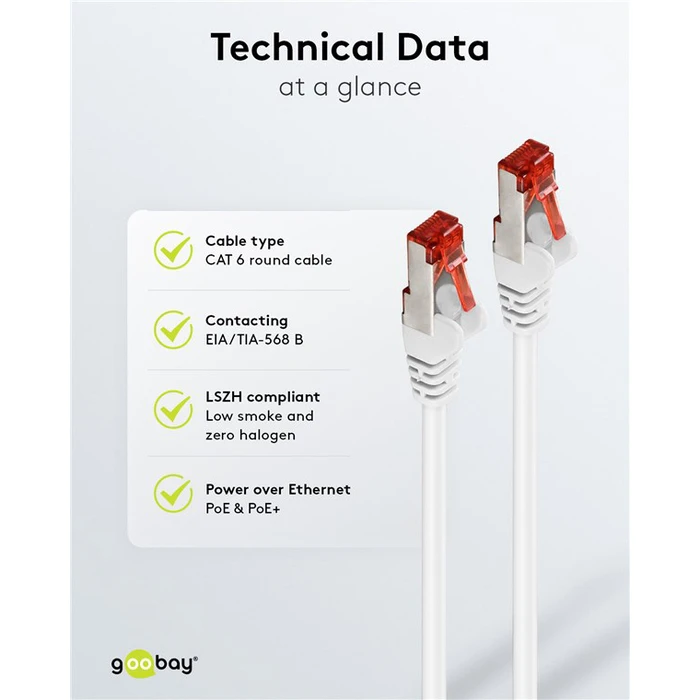 GOOBAY καλώδιο δικτύου CAT 6 S FTP copper 250MHz 1.5m λευκό