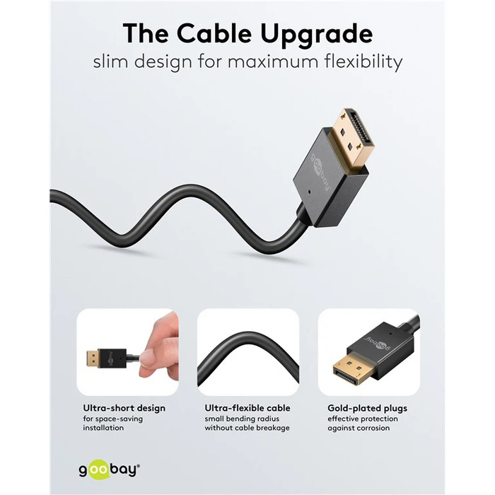 GOOBAY DisplayPort Cable 8K 120Hz 40 Gbps 2m Black