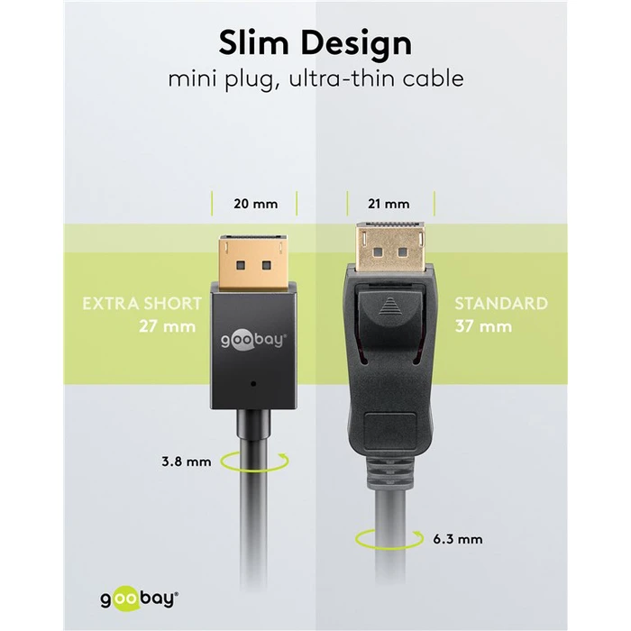 GOOBAY DisplayPort Cable 8K 120Hz 40 Gbps 2m Black