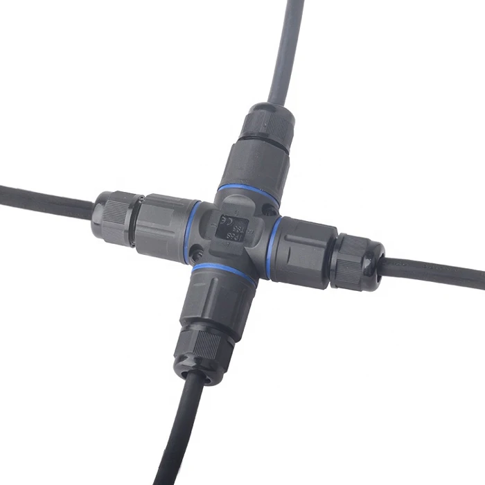 POWERTECH αδιάβροχος σύνδεσμος καλωδίων τροφοδοσίας TOOL-0114 τύπου σταυρός 3pin IP68 μαύρος