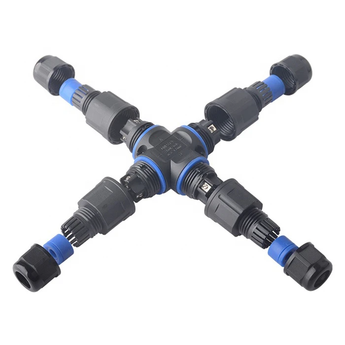 POWERTECH αδιάβροχος σύνδεσμος καλωδίων τροφοδοσίας TOOL-0114 τύπου σταυρός 3pin IP68 μαύρος