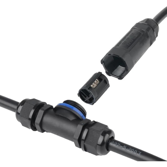 POWERTECH αδιάβροχος σύνδεσμος καλωδίων τροφοδοσίας τύπου ταφ 3pin IP68 μαύρος