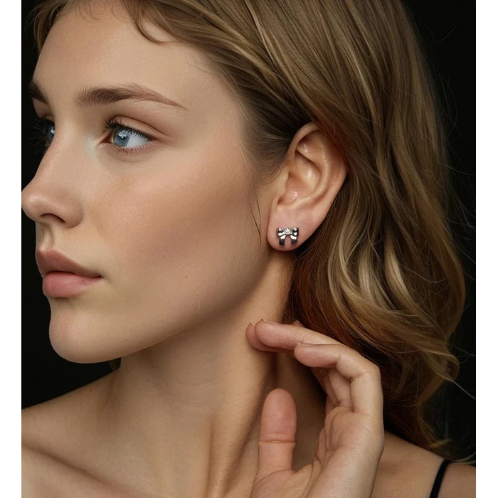 BAMOER σκουλαρίκια καρφωτά με μοϊσσανίτη ασήμι 925