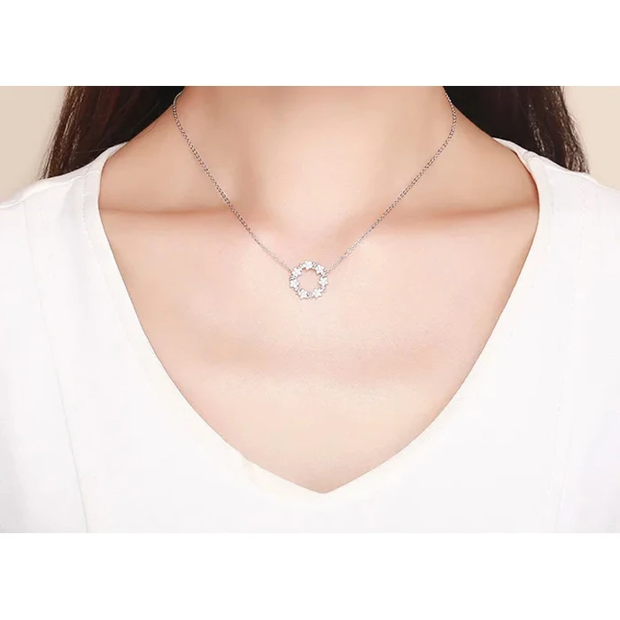 BAMOER κολιέ BSN028 με κυβική ζιρκόνια ασήμι 925 ασημί