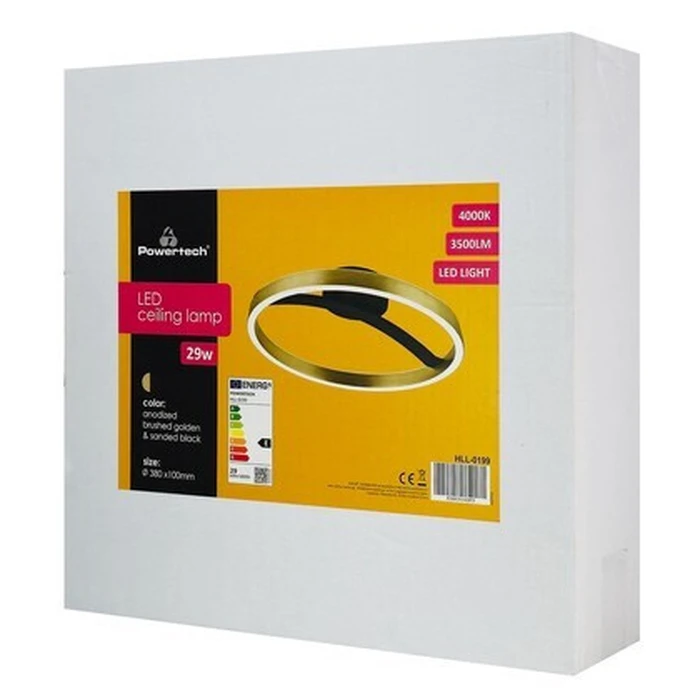 POWERTECH LED φωτιστικό οροφής HLL 0199 χρυσό μαύρο 29W 4000K Φ38x10cm