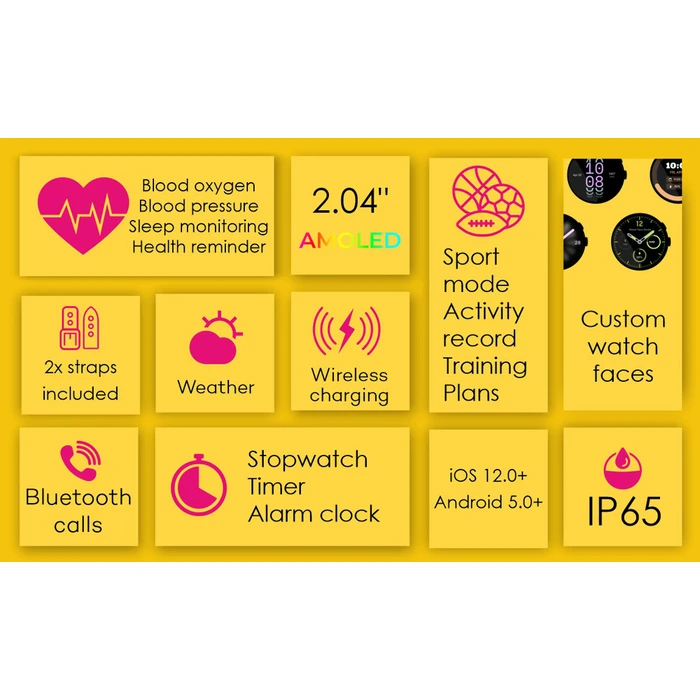 INTIME Smartwatch A10 Pro with 2 Straps Heart Rate AMOLED IP65 Black