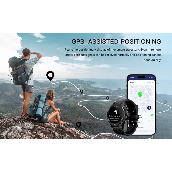 INTIME smartwatch G6 με 2 λουράκια heart rate AMOLED GPS 5ATM IP69 titanium black