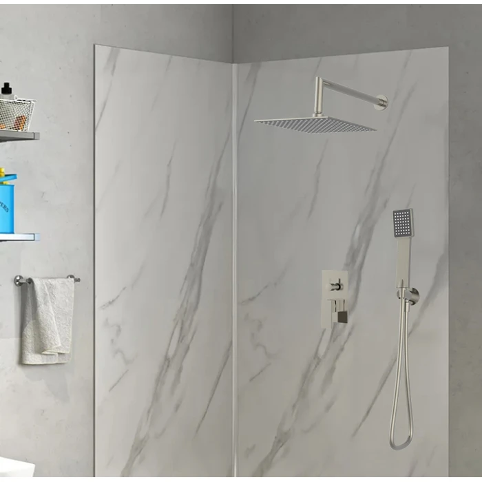 BRUNO σετ κεφαλή ντους με τηλέφωνο αναμεικτική εντοιχισμού ασημί