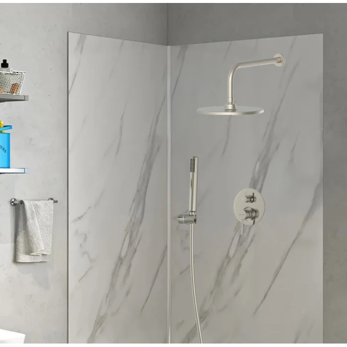 BRUNO σετ κεφαλή ντους με τηλέφωνο εντοιχισμού ασημί