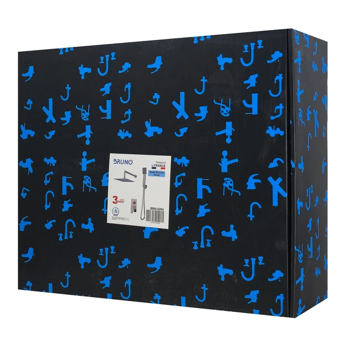 BRUNO σετ κεφαλή ντους με τηλέφωνο αναμεικτική εντοιχισμού ασημί