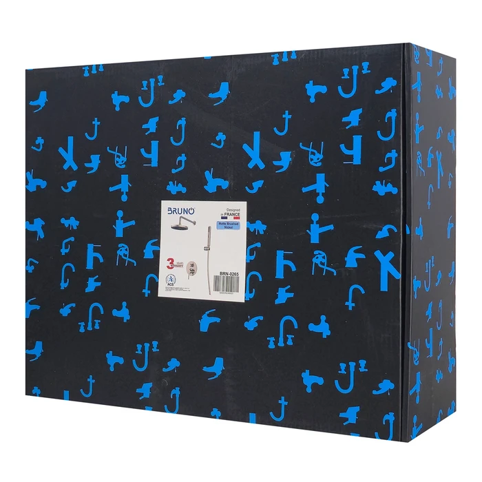 BRUNO σετ κεφαλή ντους με τηλέφωνο εντοιχισμού ασημί