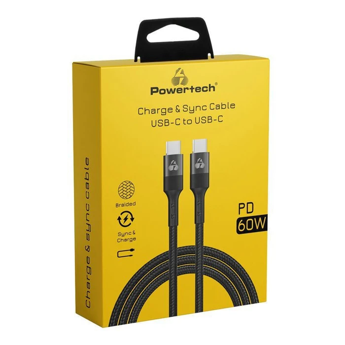 POWERTECH USB-C to USB-C Cable PTR-0168 PD 60W Copper 1.5m Black