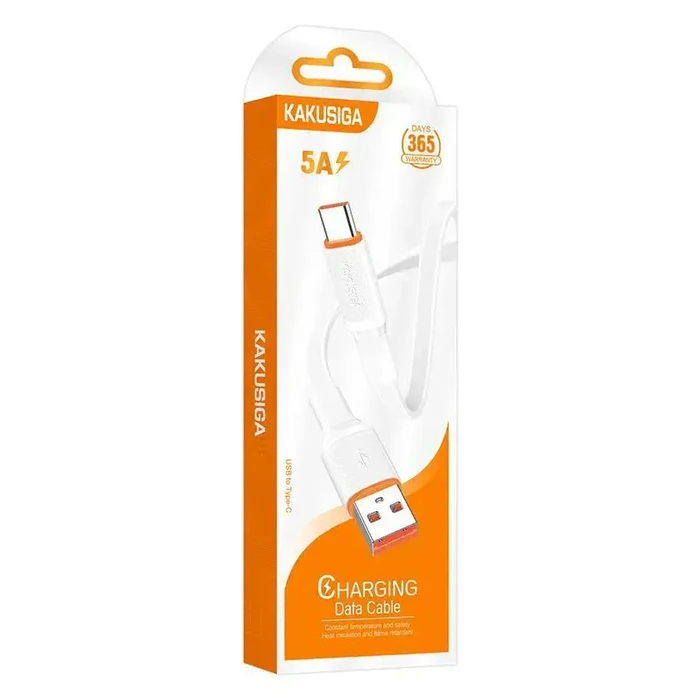 USB Cable KAKUSIGA USB-C to USB KSC-999 5A 480Mbps Flat 1m White