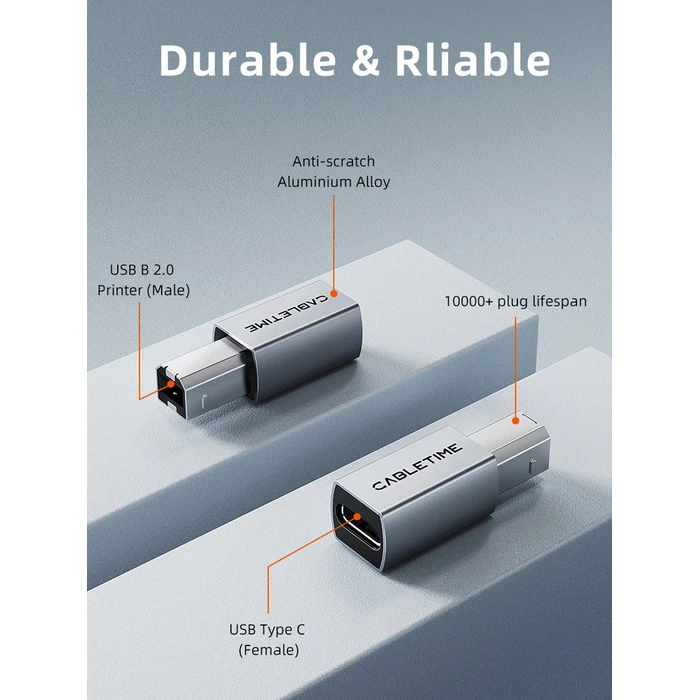 CABLETIME USB-C to USB Type B Adapter CT-CFBM2-AG 480Mbps Grey