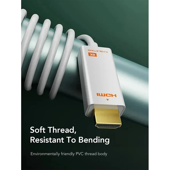 CABLETIME mini DisplayPort to HDMI Cable 4K 30Hz 1m White