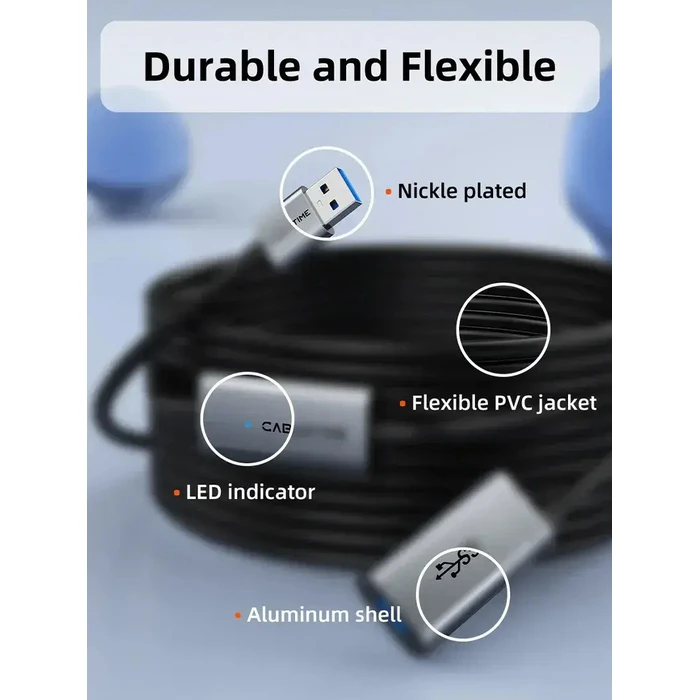 CABLETIME USB Extension Cable active 5Gbps 5m black