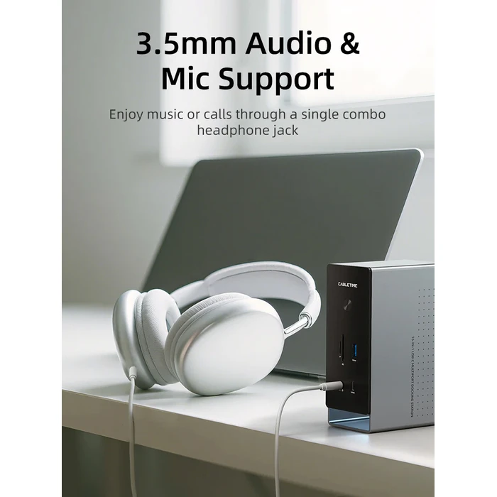 CABLETIME Docking Station USB C 16 Θυρών 100W PD 1000Mbps MST Γκρι