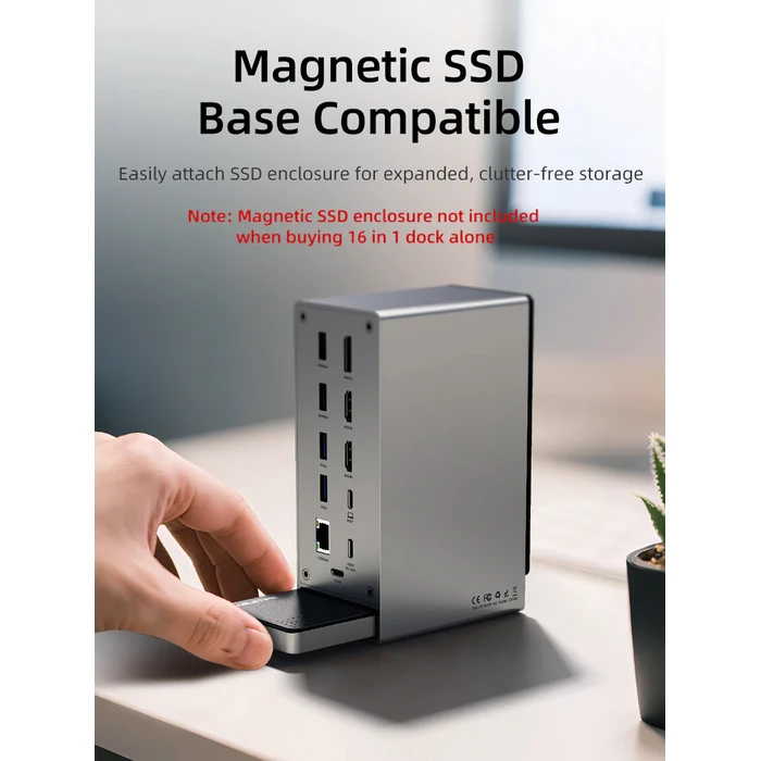 CABLETIME Docking Station USB C 16 Θυρών 100W PD 1000Mbps MST Γκρι