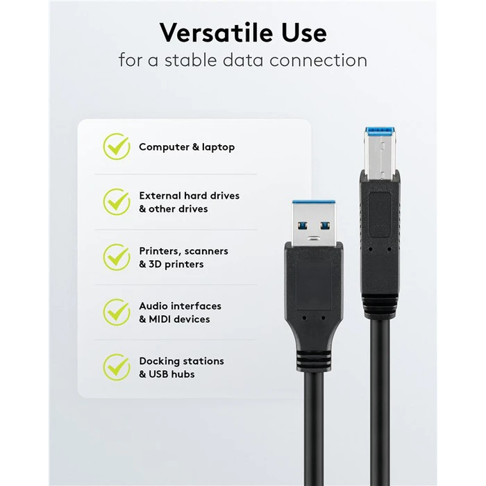 USB Cable GOOBAY USB 3.0 to USB Type B 0.25m Black