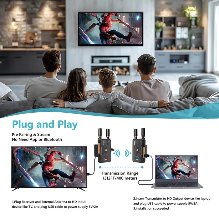 VRRIIS HDMI σύστημα ασύρματης μετάδοσης βίντεο WL097 Pro 4K 2 4 5GHz έως 400m