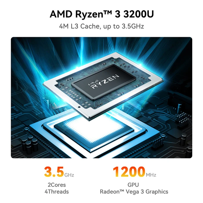 Beelink mini PC SER3 AMD 3200U 16GB 500GB M.2 Windows 11 Pro