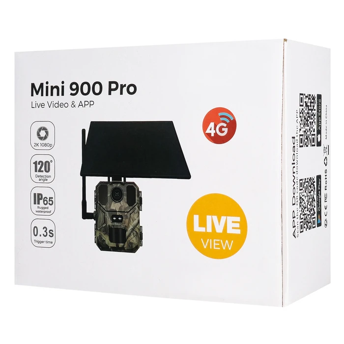 SUNTEK smart ηλιακή κάμερα κυνηγού Mini 900 Pro PIR 4G 30MP 2K SD IP65