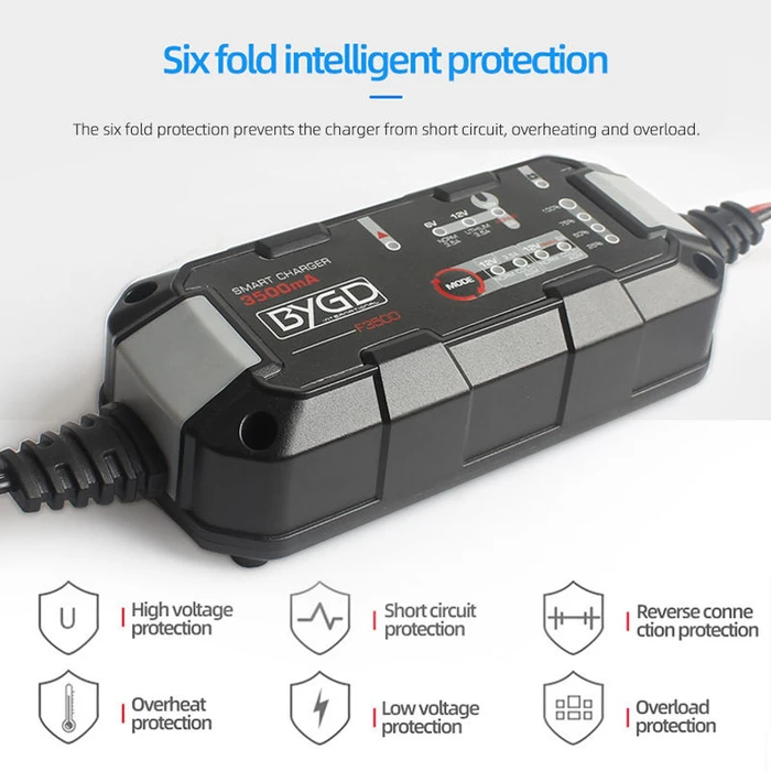 BYGD φορτιστής και συντηρητής μπαταρίας αυτοκινήτου F3500 6 12V 3.5A