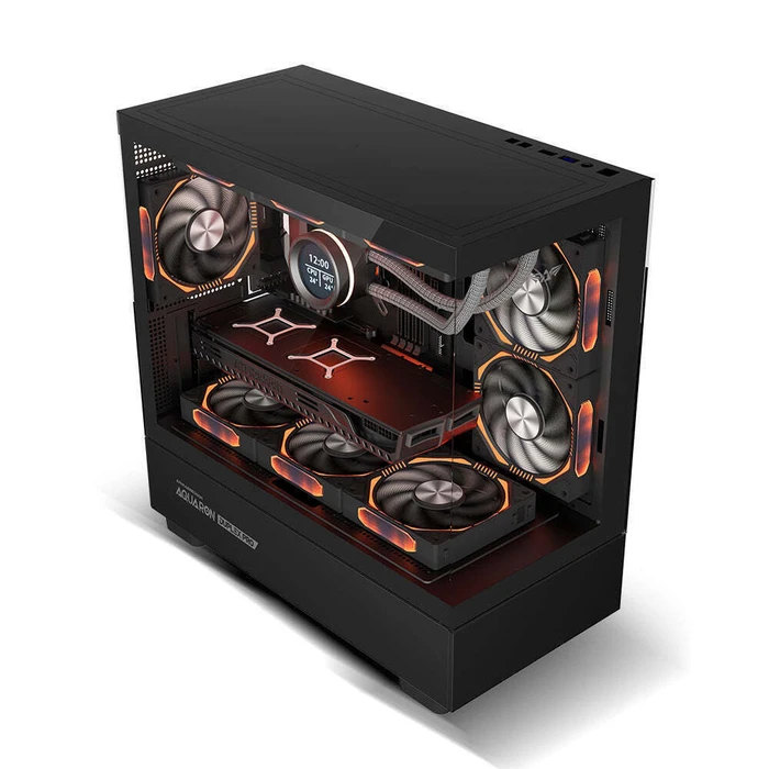 ARMAGGEDDON Κουτί Υπολογιστή RGB M ATX Dual Chamber Gaming Case Aquaron Duplex Pro Black