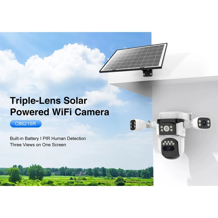VSTARCAM Smart Solar Camera CB621SR Triple Lens 2MP WiFi SD PTZ IP66