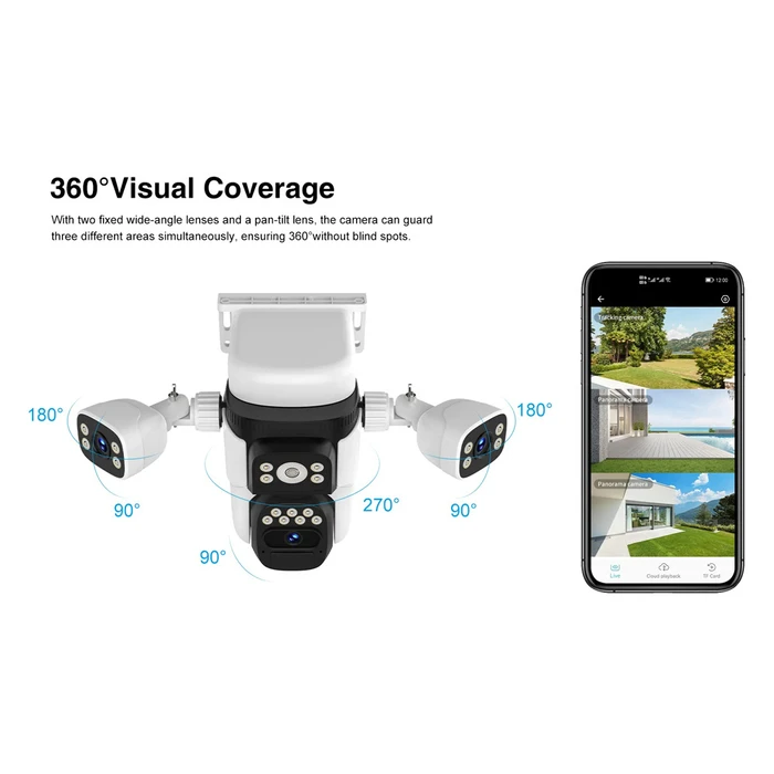VSTARCAM Smart Solar Camera CB621SR Triple Lens 2MP WiFi SD PTZ IP66