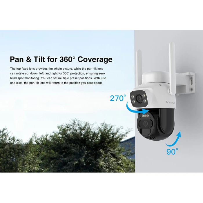 VSTARCAM Smart Solar Camera BG622DR Dual Lens 2MP 4G PTZ IP66