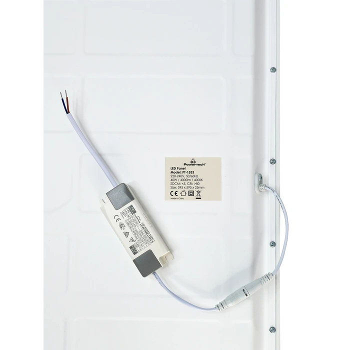 POWERTECH LED panel ψευδοροφής 40W 59.5x59.5cm τετράγωνο 4000K 4000lm λευκό