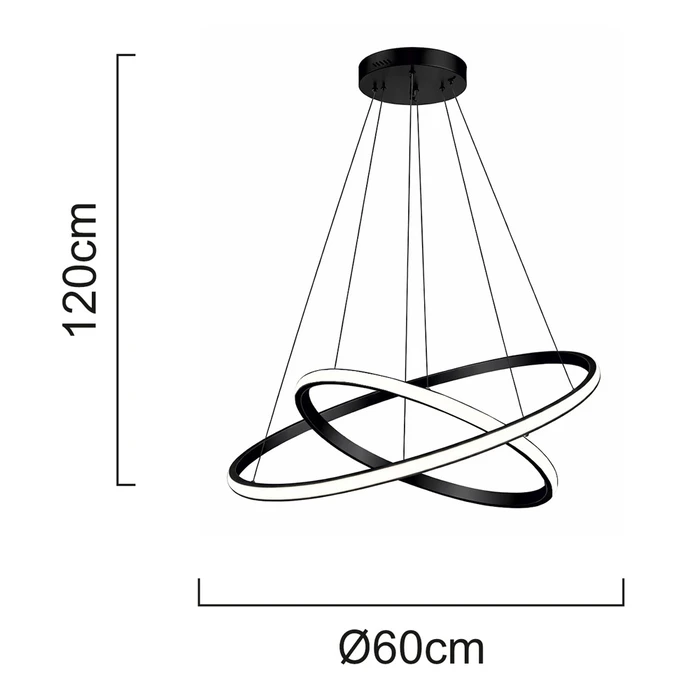 POWERTECH LED φωτιστικό οροφής PT-1527 40W 4000K Φ60x120cm μαύρο