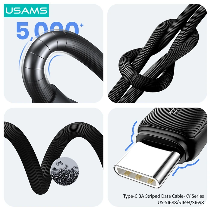 USAMS USB-C to USB Cable US-SJ693 3A 480Mbps 2m Black