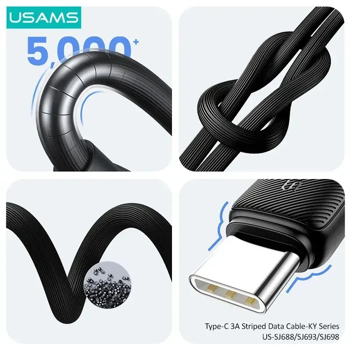 USAMS USB-C to USB Cable US-SJ693 3A 480Mbps 2m Black
