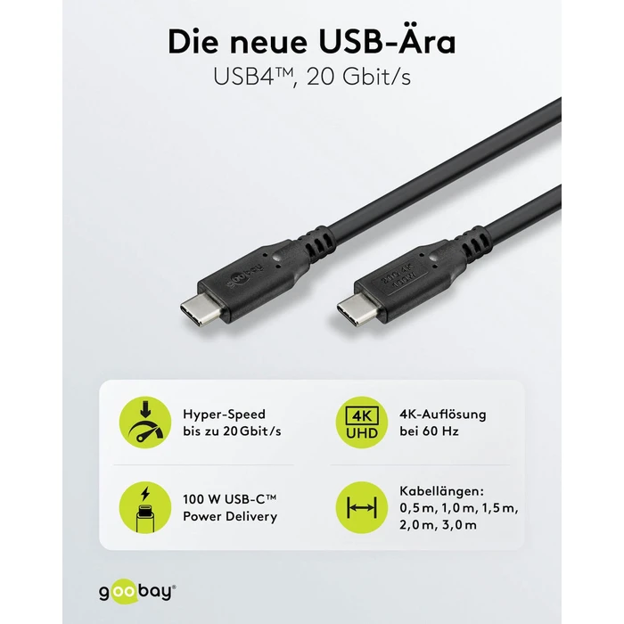 GOOBAY USB-C Cable USB4 100W 20Gbps 4K 60Hz 3m