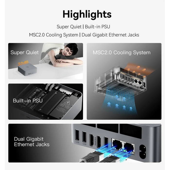 Beelink Mini PC EQR6 AMD Ryzen 9 6900HX 24GB 500GB M.2 Windows 11 Pro