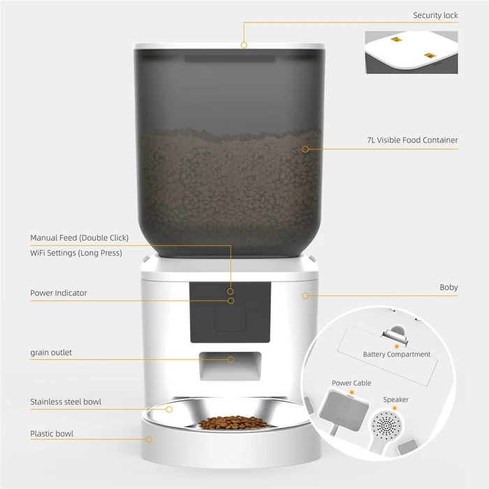 BRUNO smart ταΐστρα κατοικίδιων BRN-0269 7L WiFi λευκή