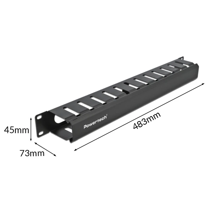 POWERTECH Cable Management για Rack 19 1U Μεταλλικό Μαύρο