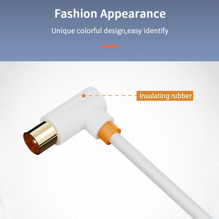 CABLETIME καλώδιο κεραίας γωνιακό 75 Ohm 2m λευκό