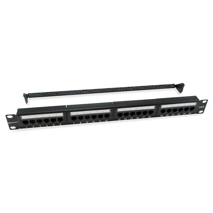 POWERTECH patch panel NETW-0046 για rack 19 1U 24 θυρών CAT 6 UTP μαύρο