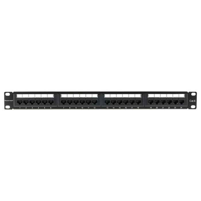 POWERTECH patch panel NETW-0046 για rack 19 1U 24 θυρών CAT 6 UTP μαύρο