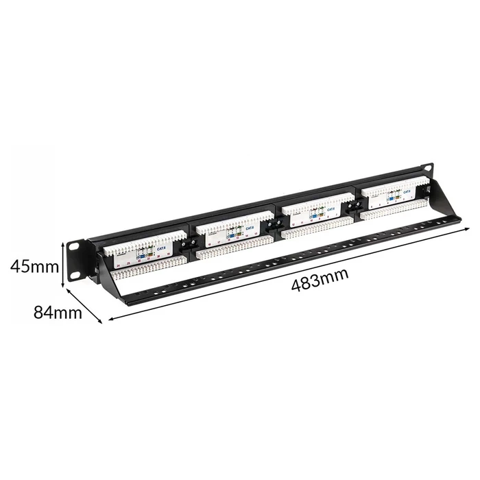 POWERTECH patch panel NETW-0046 για rack 19 1U 24 θυρών CAT 6 UTP μαύρο