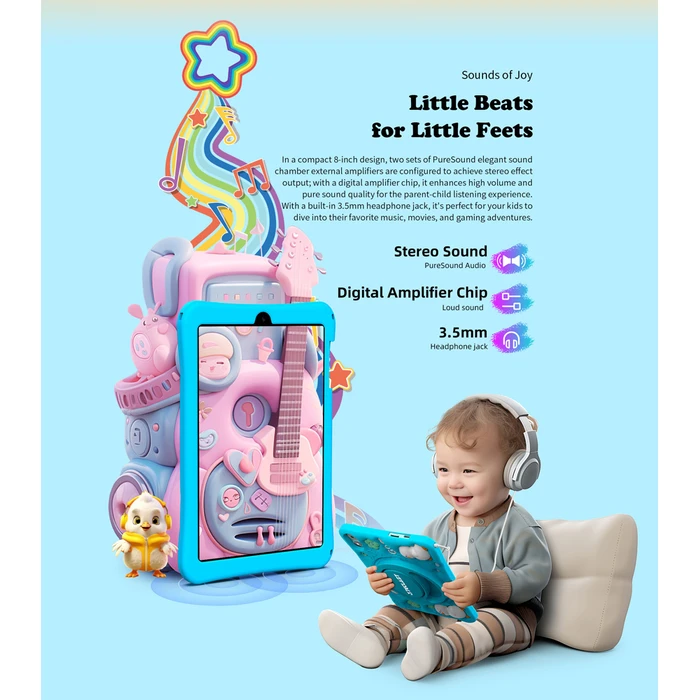 TECLAST tablet P85 Kids 8 3 64GB Android 15 5000mAh ροζ