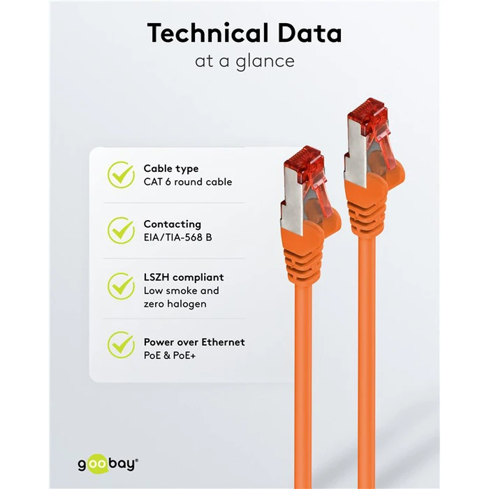 GOOBAY καλώδιο δικτύου CAT 6 S FTP copper 250MHz 0 25m πορτοκαλί