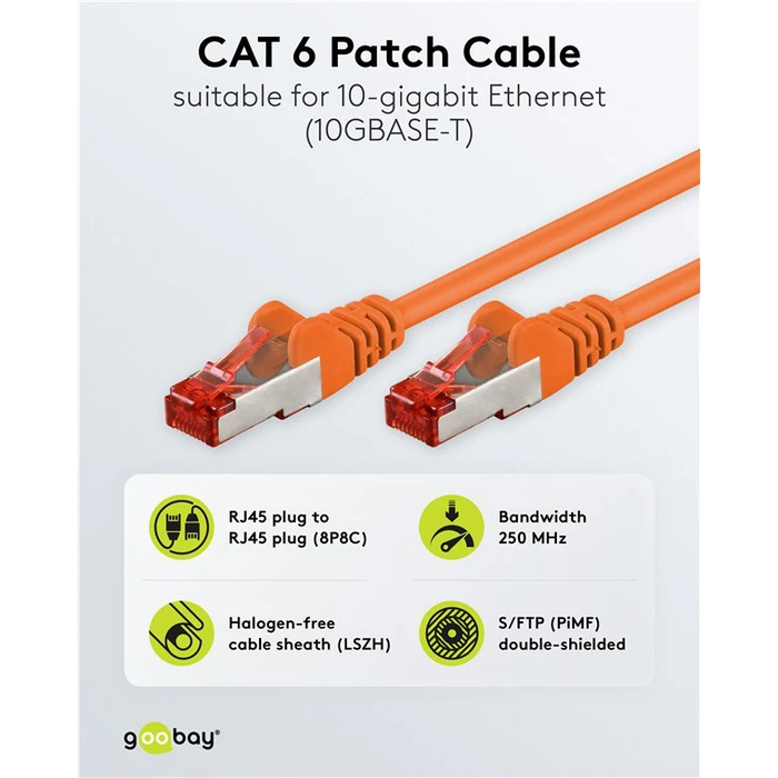 GOOBAY καλώδιο δικτύου CAT 6 S FTP copper 250MHz 0 25m πορτοκαλί